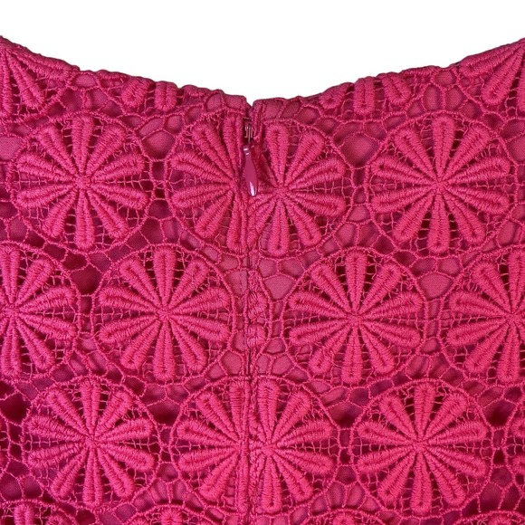 Talbots Size 10 Petite Larosa Pink Lace Crochet Sheath Dress 60's Style Chic - Picture 5 of 12